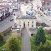 The Cemetery Junction arch in East Reading, taken using drone footage. Credit: Laurence Farmer