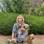 Anfisa Vlasova, 41, from eastern Ukraine, with her Yorkshire terriers Betty, Nora, Daisy and Teddy. Credit: Anfisa Vlasova