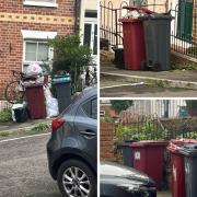 The overflowing bins in Hill Street, Katesgrove. Credit: UGC