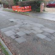 The 'patchwork' repairs in Richmond Road, Caversham Heights. Credit: Steve Smith