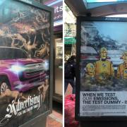 The fake adverts targetting BMW and Toyota in Reading. Credit: Richard Price, Extinction Rebellion Reading