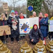 Protesters at the Kennet Mouth near the Wokingham Waterside Centre at the Reading and Wokingham borough boundary. Credit: Extinction Rebellion