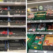 Vegetables stocks at Sainsbury's in Broad Street (left) and Aldi in Vastern Road (right)