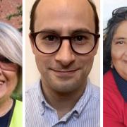 Councillors Brenda McGonigle (Green, Park), Nusrat Sultan (Labour, Thames) and Harry Kretchmer (Conservative, Emmer Green), all stepping down before the local elections 2023. Credit: Reading Labour, Greens and Conservatives