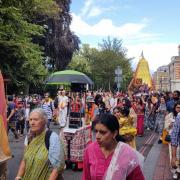 The Reading Rathayatra Festival at the Forbury in Reading town centre.