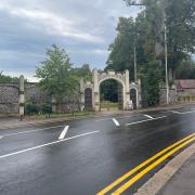The entry to Caversham Court Gardens with St Peters Church in the background. Credit: James Aldridge, Local Democracy Reporting Service