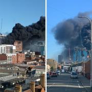 Images of smoke billowing from the One Station Hill office tower building in Reading.