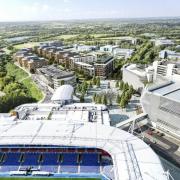 A CGI of Royal Elm Park, a vision for hundreds of apartments and leisure facilities next to the Select Car Leasing Stadium. Credit: Reading Fc
