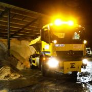 Scenes in Berkshire on Monday night as gritters prepare to make the county's roads safe following a Met Office warning for ice