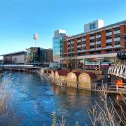 The Oracle Riverside in Reading on a crisp winters morning, with the Vue Cinema and restaurants in the background. Credit: James Aldridge, Local Democracy Reporting Service