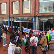 Palestine protest outside Barclays in Reading