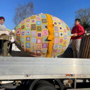 Giant crocheted Easter Egg catches attention of local villagers
