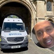 There has been a police presence at Reading Crown Court over the past two weeks, where Ryan Willicombe is standing trial accused of murdering Sheldon Lewcock (inset)