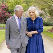 Photo issued by Buckingham Palace of King Charles III and Queen Camilla, taken by photographer Millie Pilkington on April 10, to mark the first anniversary of their Coronation