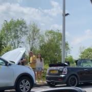 Two cars were involved in a crash on Black Boy Roundabout in Reading on Sunday, May 12
