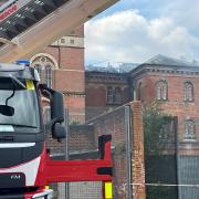The scene of the blaze at the old Broadmoor Hospital site