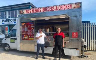 Muhammet Alpar, left, the owner of Mo's Kebab van, with a staff member at the new location in Richfield Avenue, Reading. Credit: Muhammet Alpar, Mo\'s Kebabs