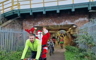 Families took part on the Kidical Mass Santa cycle in Reading on Sunday, November 26. Credit: Kidical Mass Reading