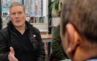 Sir Keir Starmer, the Labour Party leader, at the Dee Caf Community Cafe in Tilehurst. Credit:  Mike Swift